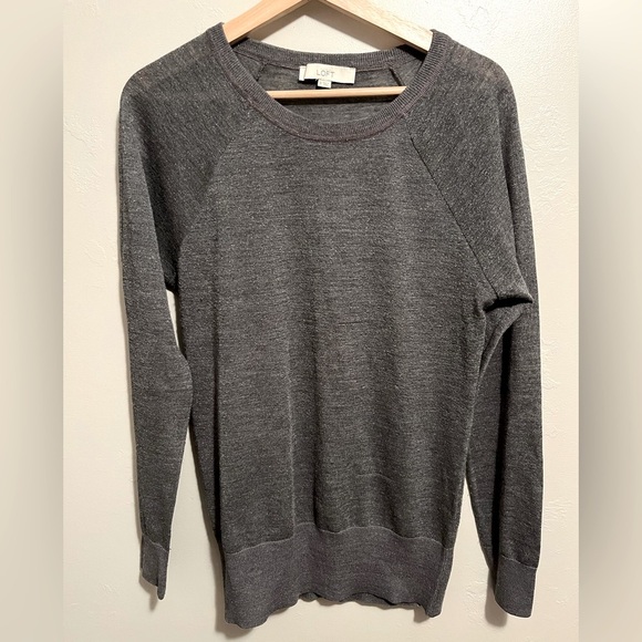 Loft Gray and Silver Round Neck Lightweight Sweater - Picture 1 of 9
